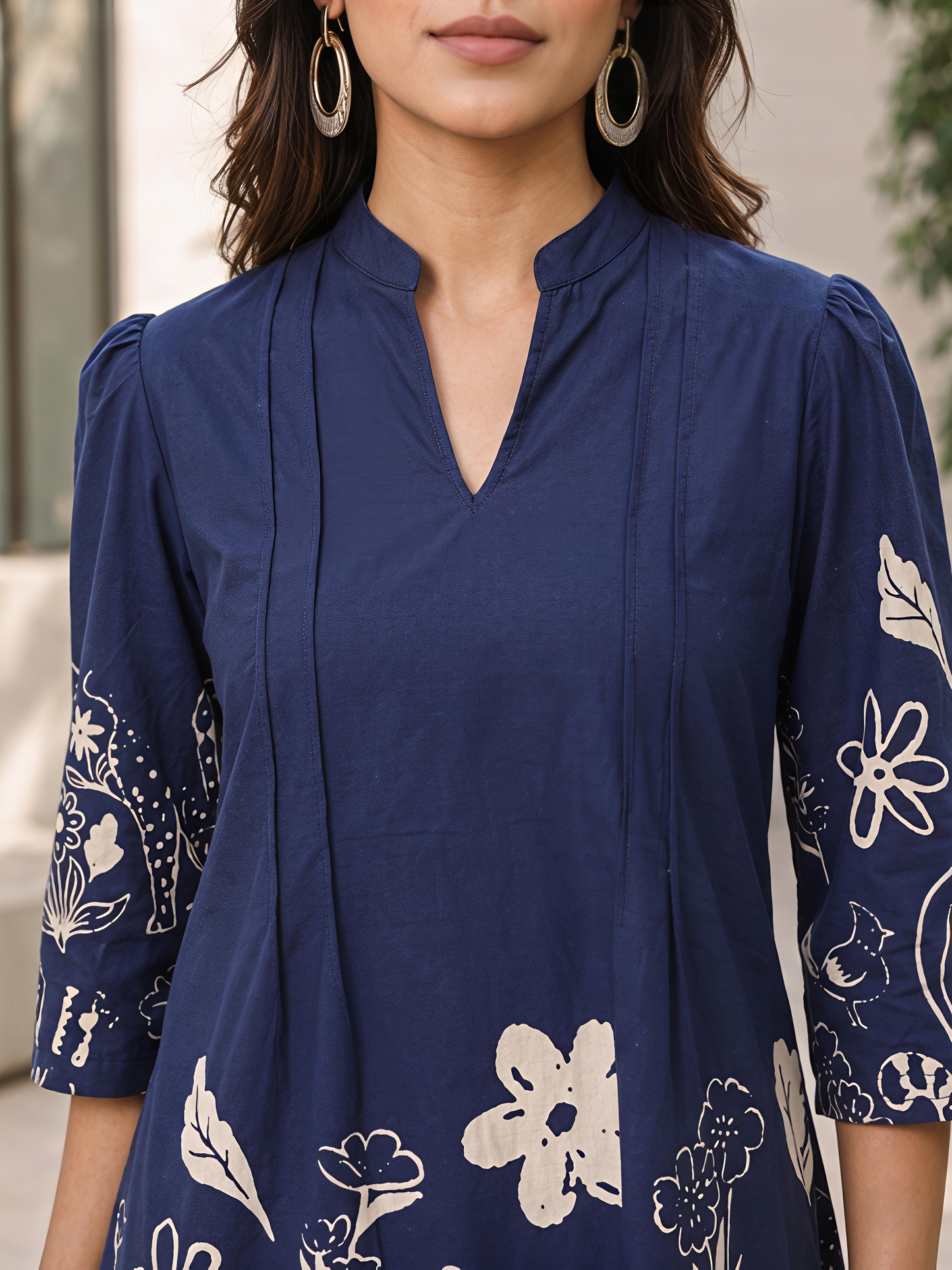 Women Blue Printed Kurta Pant Soft Fabric Co-ord Set