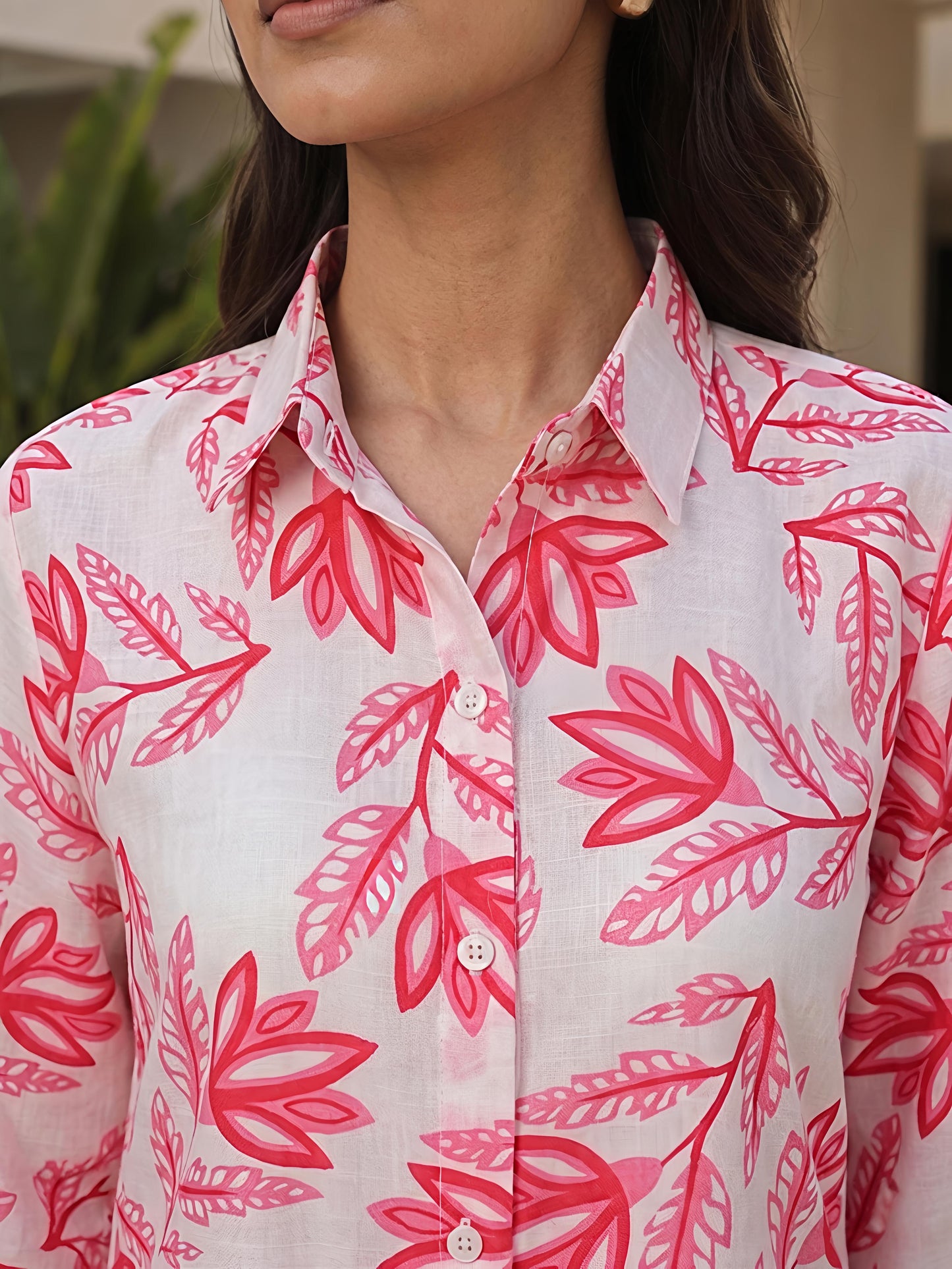 White Red Printed Kurta Pant Rayon Floral Co-ord Set