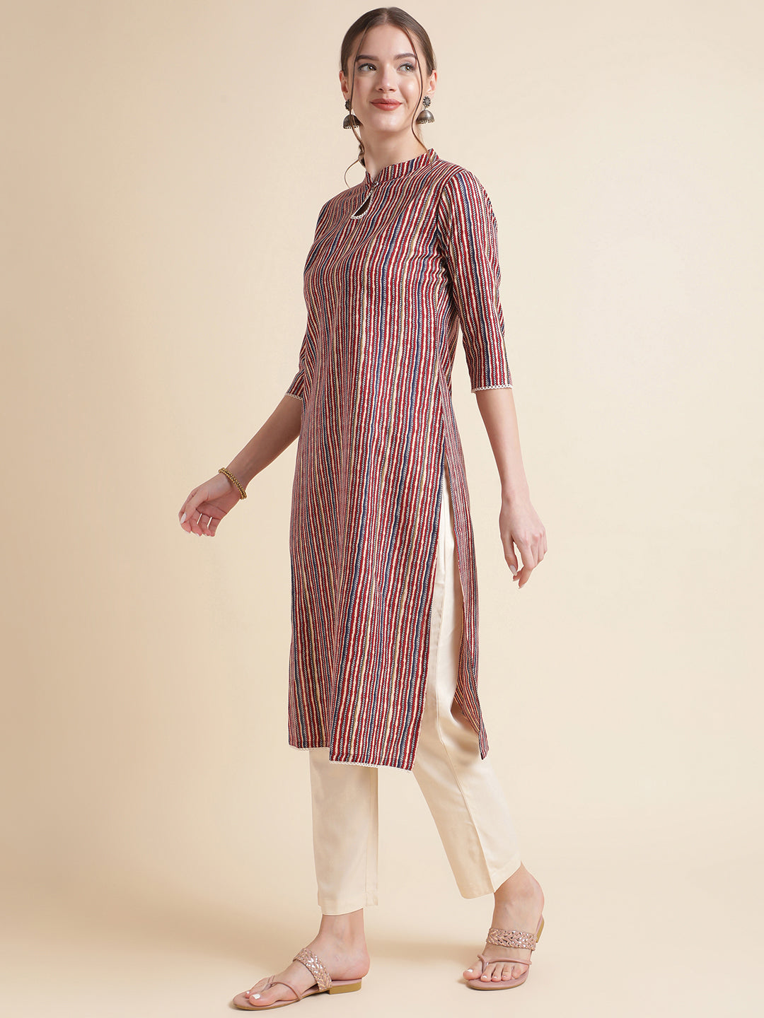 Multicolor Cotton Blend Women Kurtas