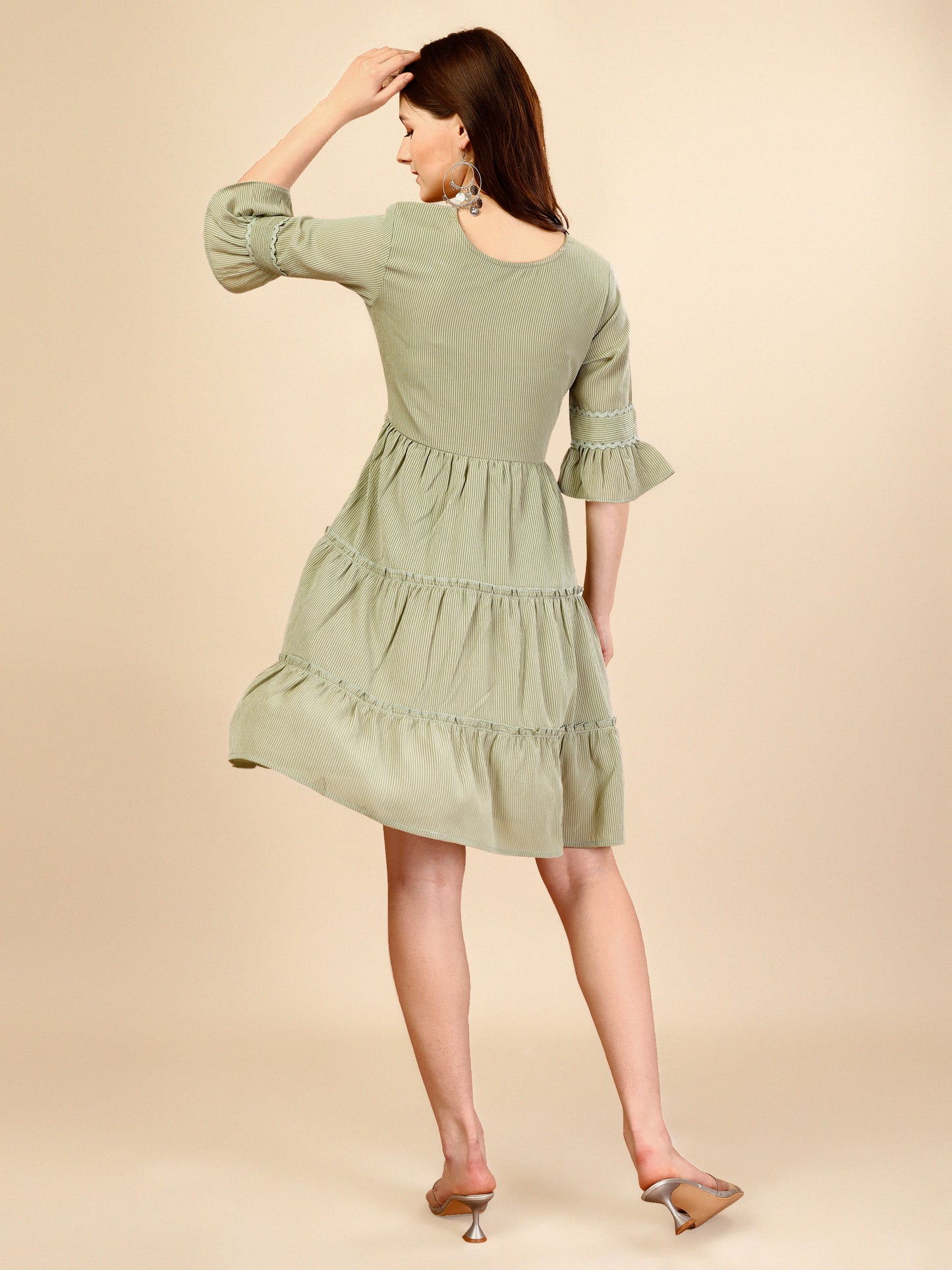 Sage Green Georgette Round Neck Tunic