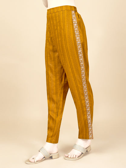 Yellow Embroidered Polyester V-Neck Co-ord Set