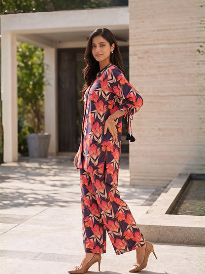 Floral Printed Co-Ord Set Kurta Plazo Stylish Casual Outfit