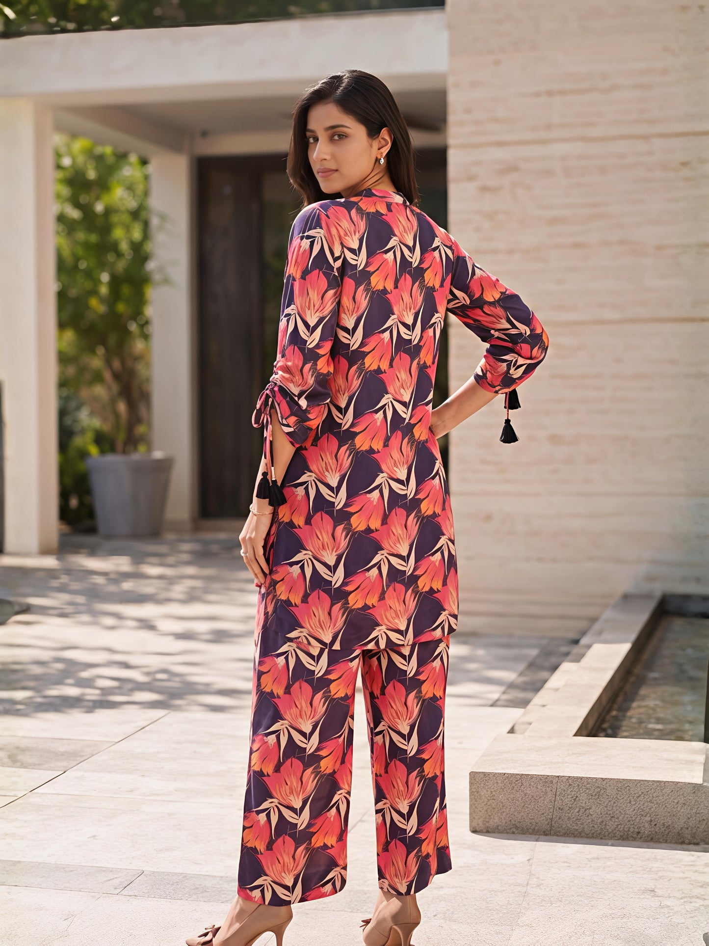 Floral Printed Co-Ord Set Kurta Plazo Stylish Casual Outfit