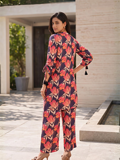 Floral Printed Co-Ord Set Kurta Plazo Stylish Casual Outfit