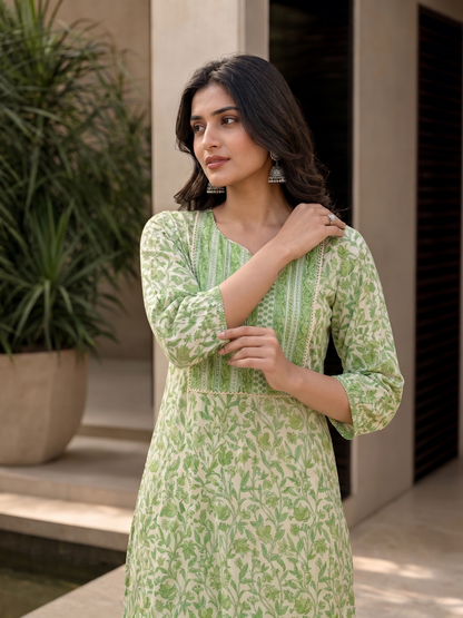 Green Viscose Rayon Kurta Set Dupatta Stylish Ethnic Outfit