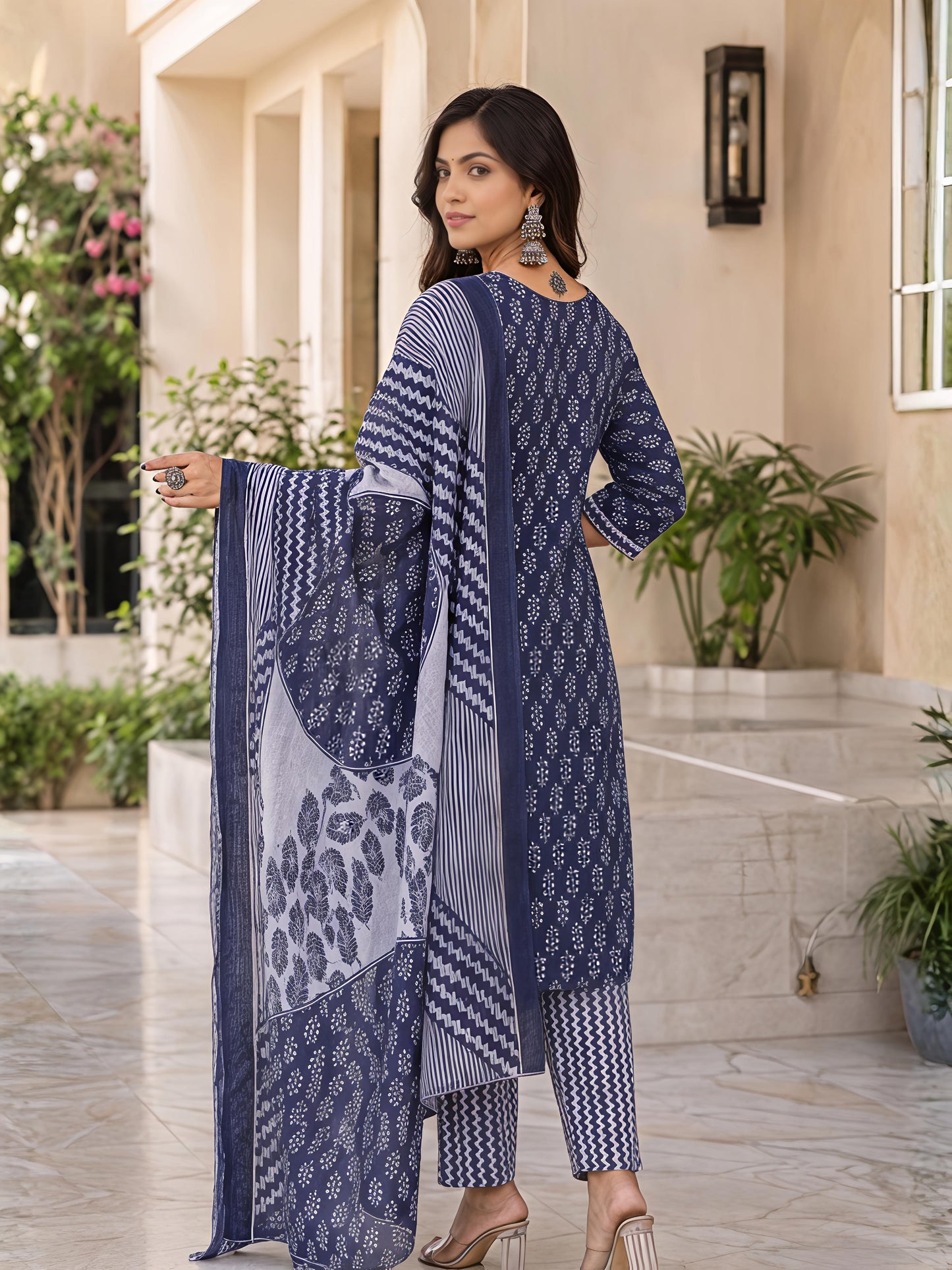 Blue Ethnic Rayon Kurta Set Dupatta Stylish Festive Outfit