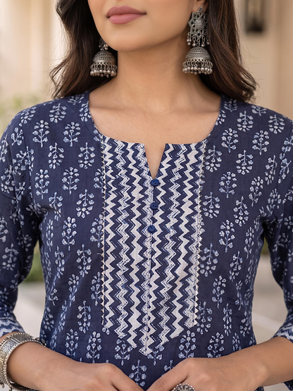 Blue Ethnic Rayon Kurta Set Dupatta Stylish Festive Outfit