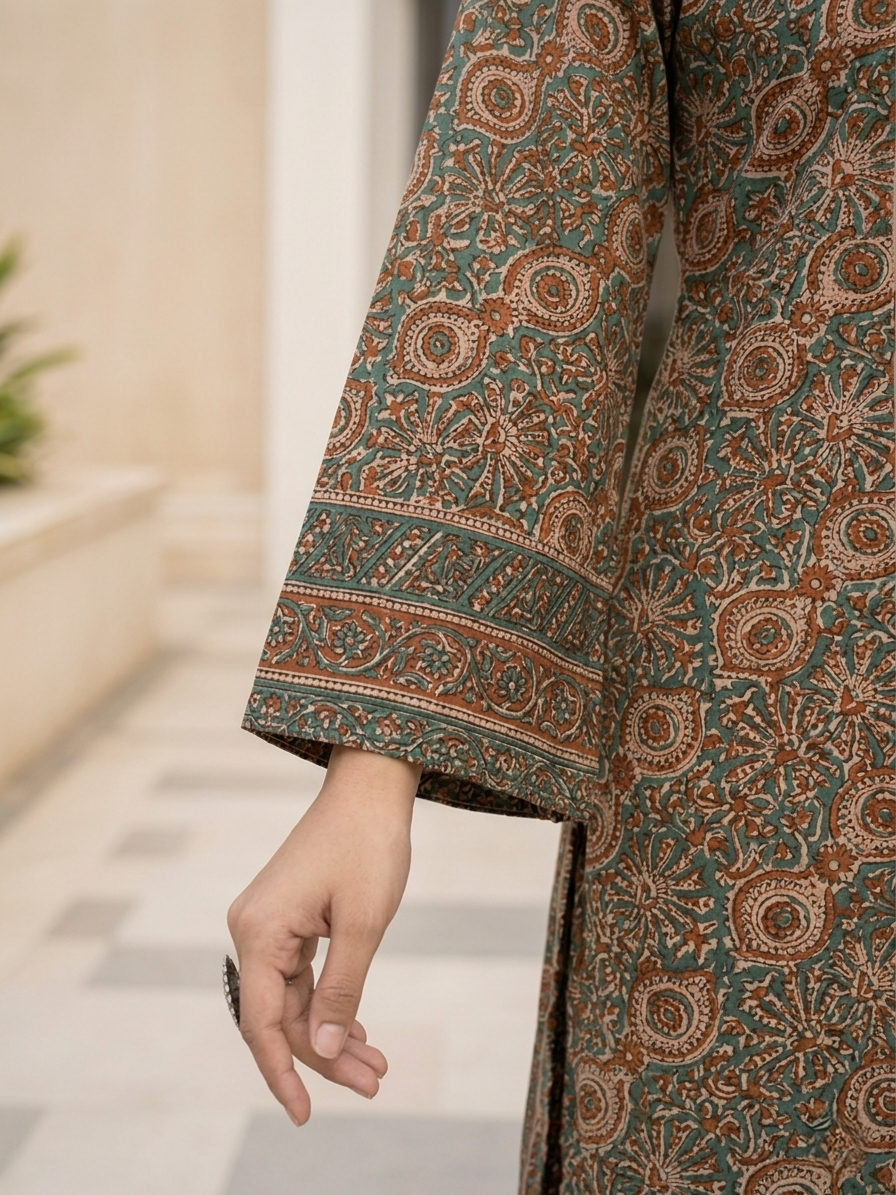 Brown Ethnic Printed Viscose Rayon Kurta Set Dupatta Stylish Outfit