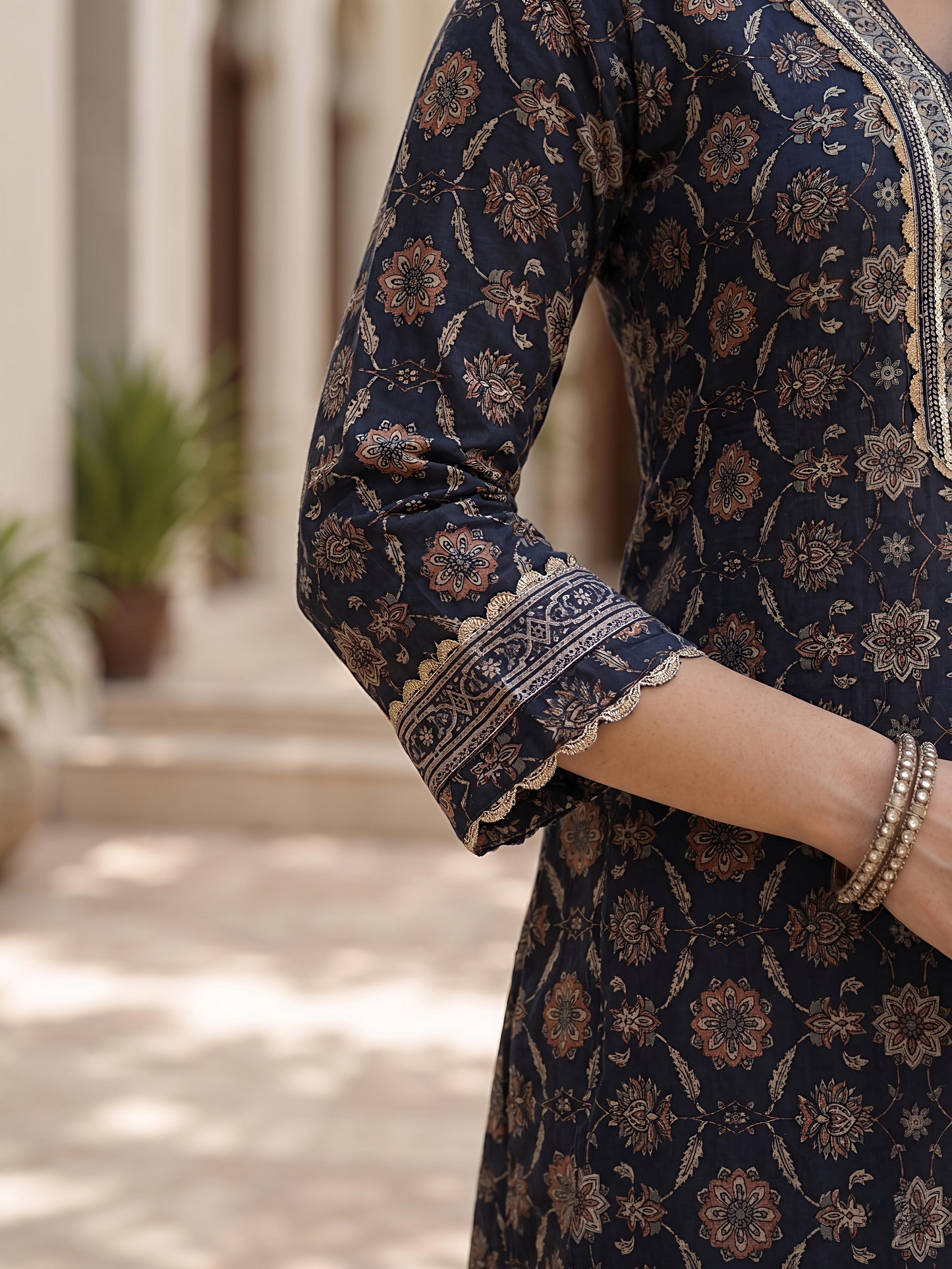 Blue Ethnic Printed Viscose Rayon Kurta Set Dupatta Stylish Outfit