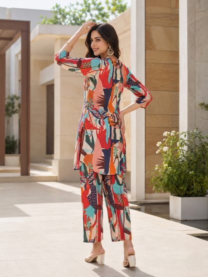 Rayon Blend Floral Printed Casual Stylish Daily Co-Ord Set