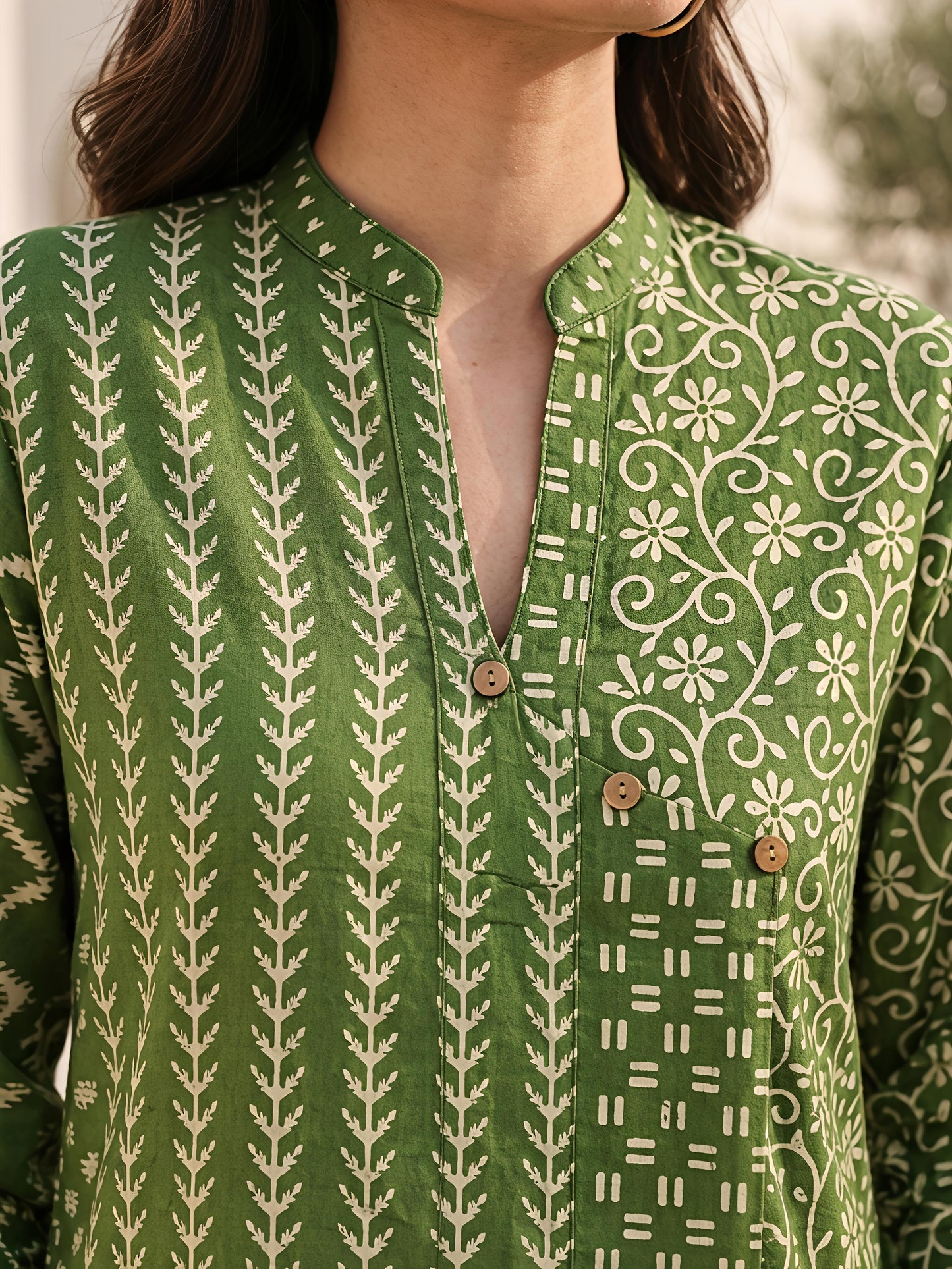 Green Printed Polyester Floral Round Neck Casual Co-Ord Set