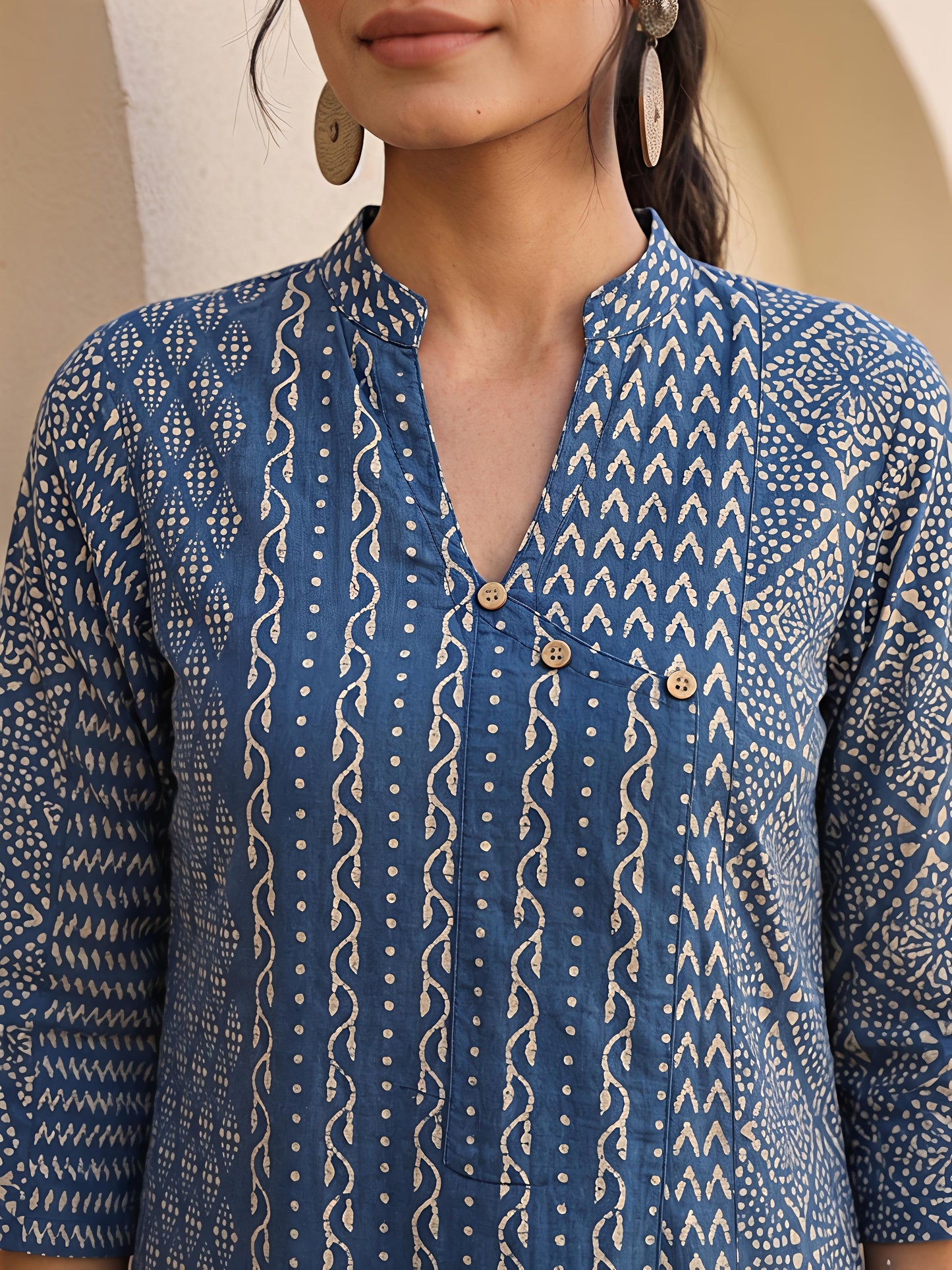 Blue Printed Polyester Floral Round Neck Casual Co-Ord Set