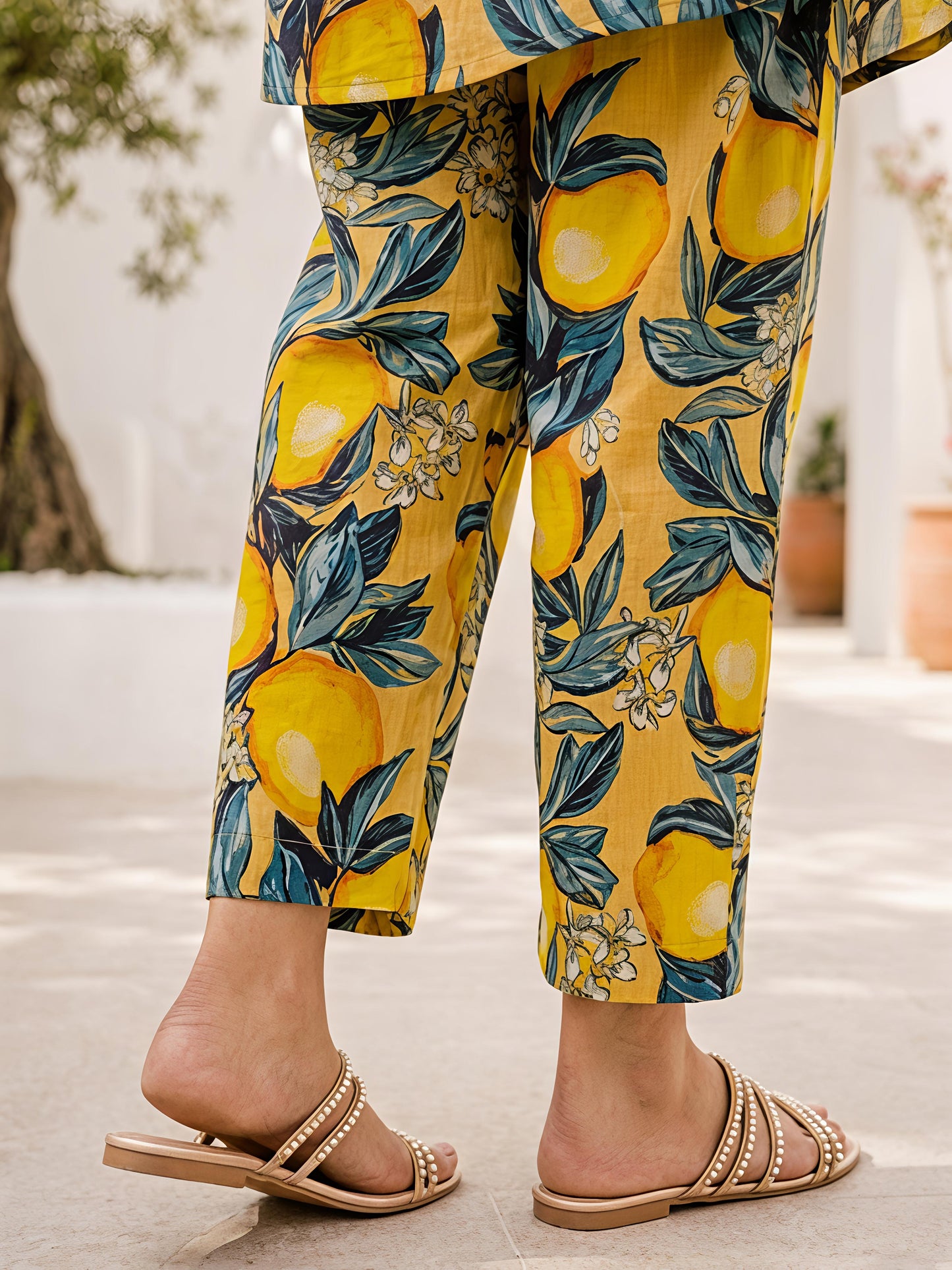 Yellow Printed Floral Polyester Casual Stylish Co-Ord Set