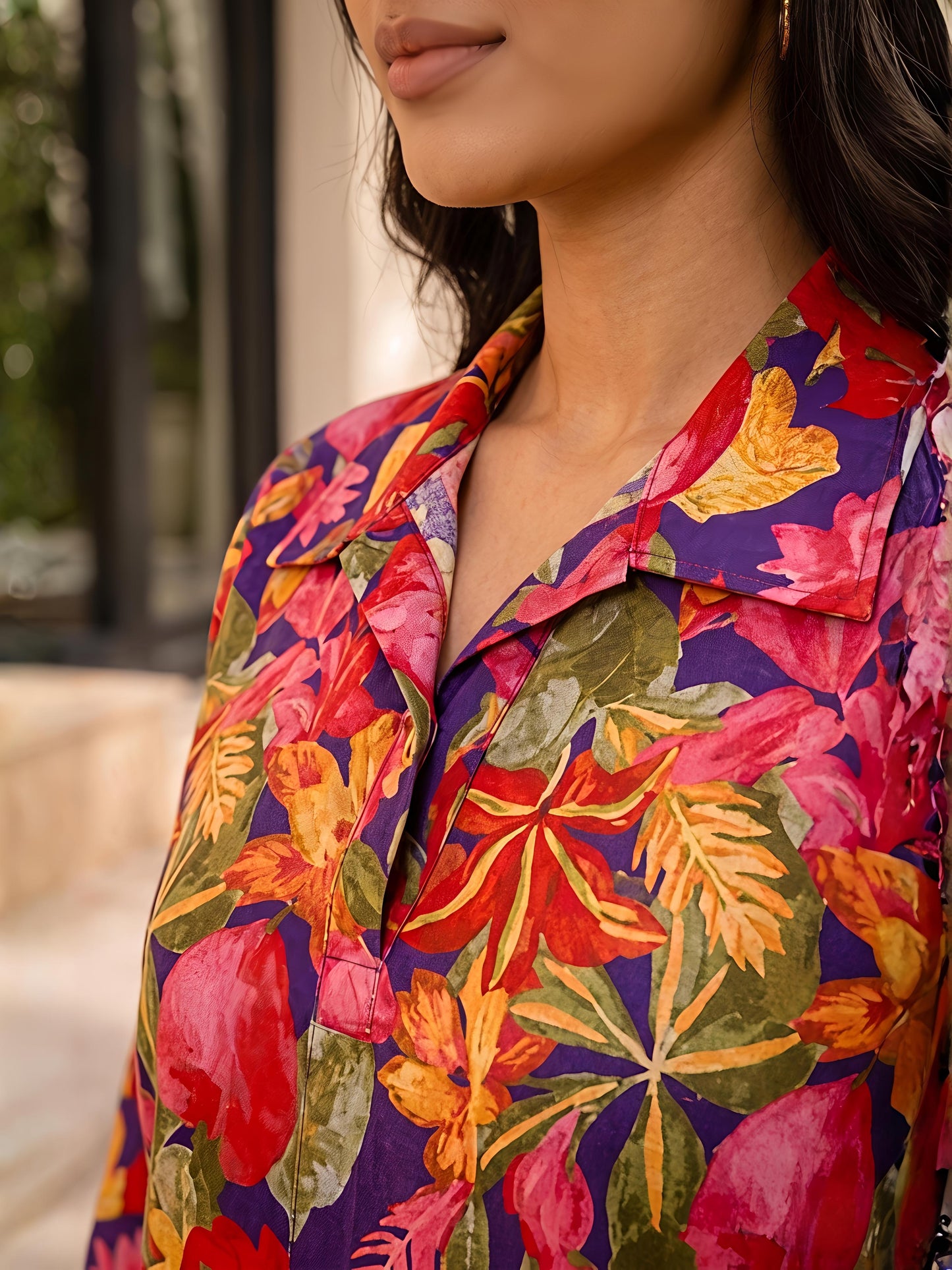 Multicolor Printed Polyester Floral Casual Stylish Co-Ord Set