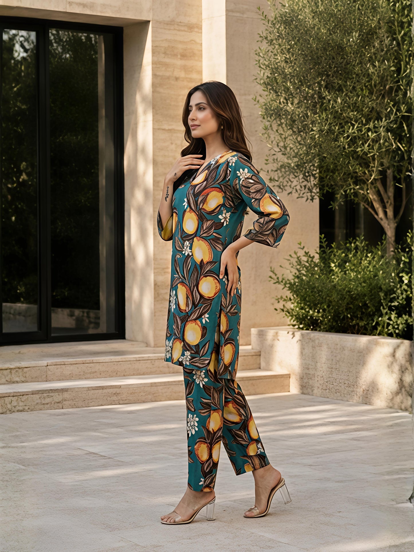 Multicolor Printed Floral Polyester Casual Stylish Co-Ord Set