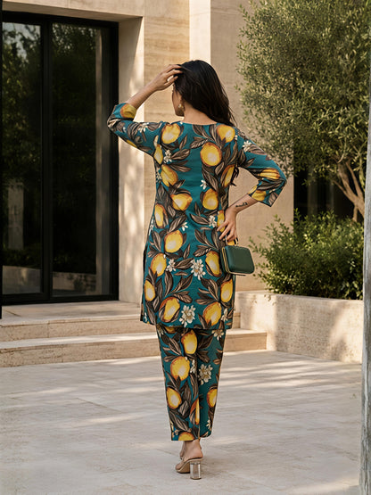 Multicolor Printed Floral Polyester Casual Stylish Co-Ord Set
