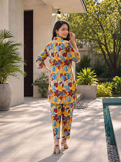 Multicolor Printed Floral Polyester Casual Stylish Co-Ord Set
