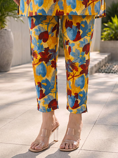 Multicolor Printed Floral Polyester Casual Stylish Co-Ord Set