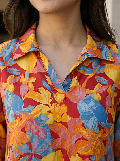Multicolor Printed Floral Polyester Casual Stylish Co-Ord Set