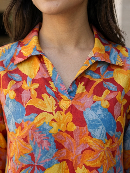 Multicolor Printed Floral Polyester Casual Stylish Co-Ord Set