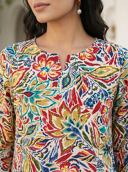 Multicolor Floral Printed Polyester Casual Stylish Co-Ord Set