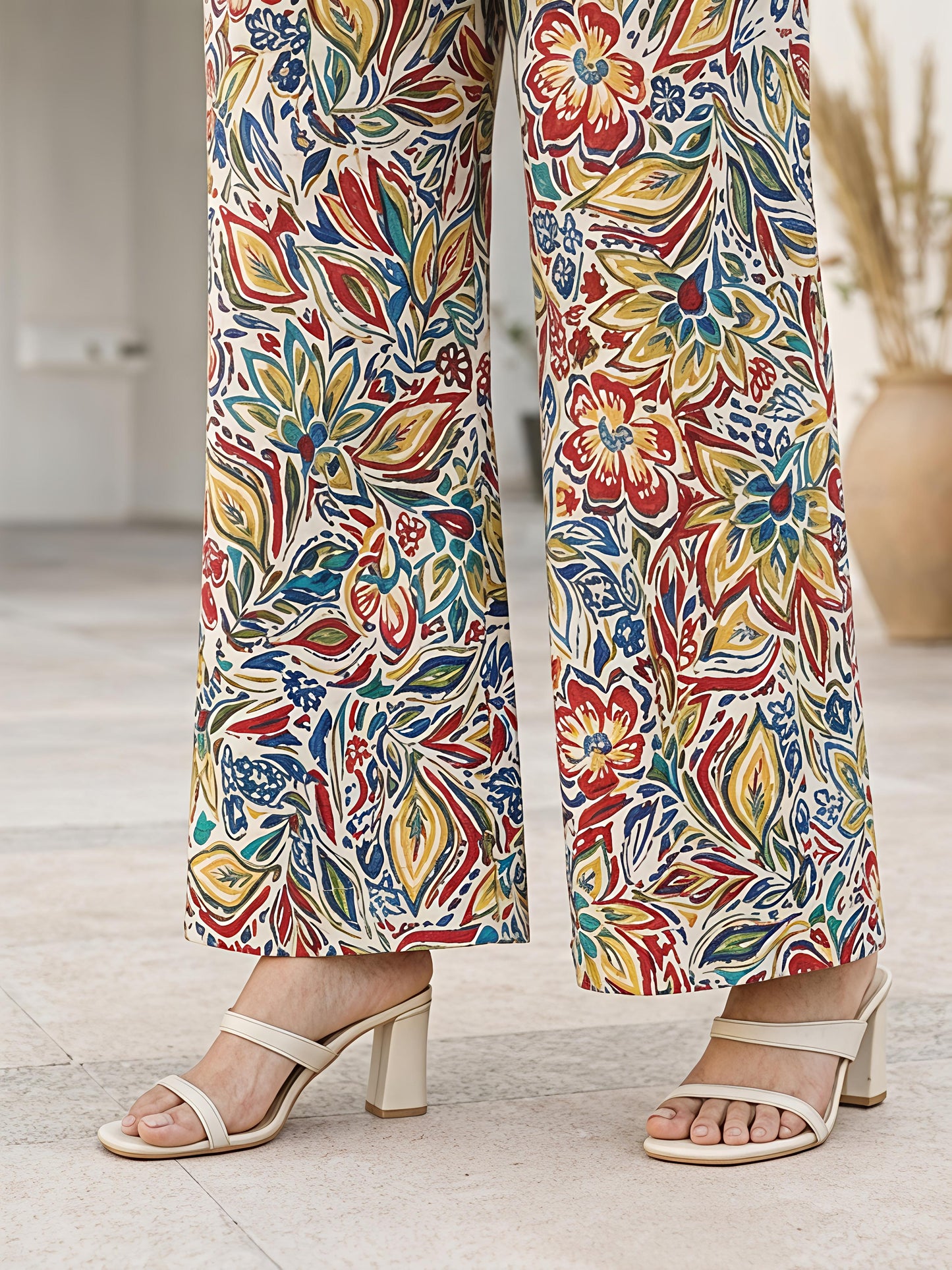 Multicolor Floral Printed Polyester Casual Stylish Co-Ord Set