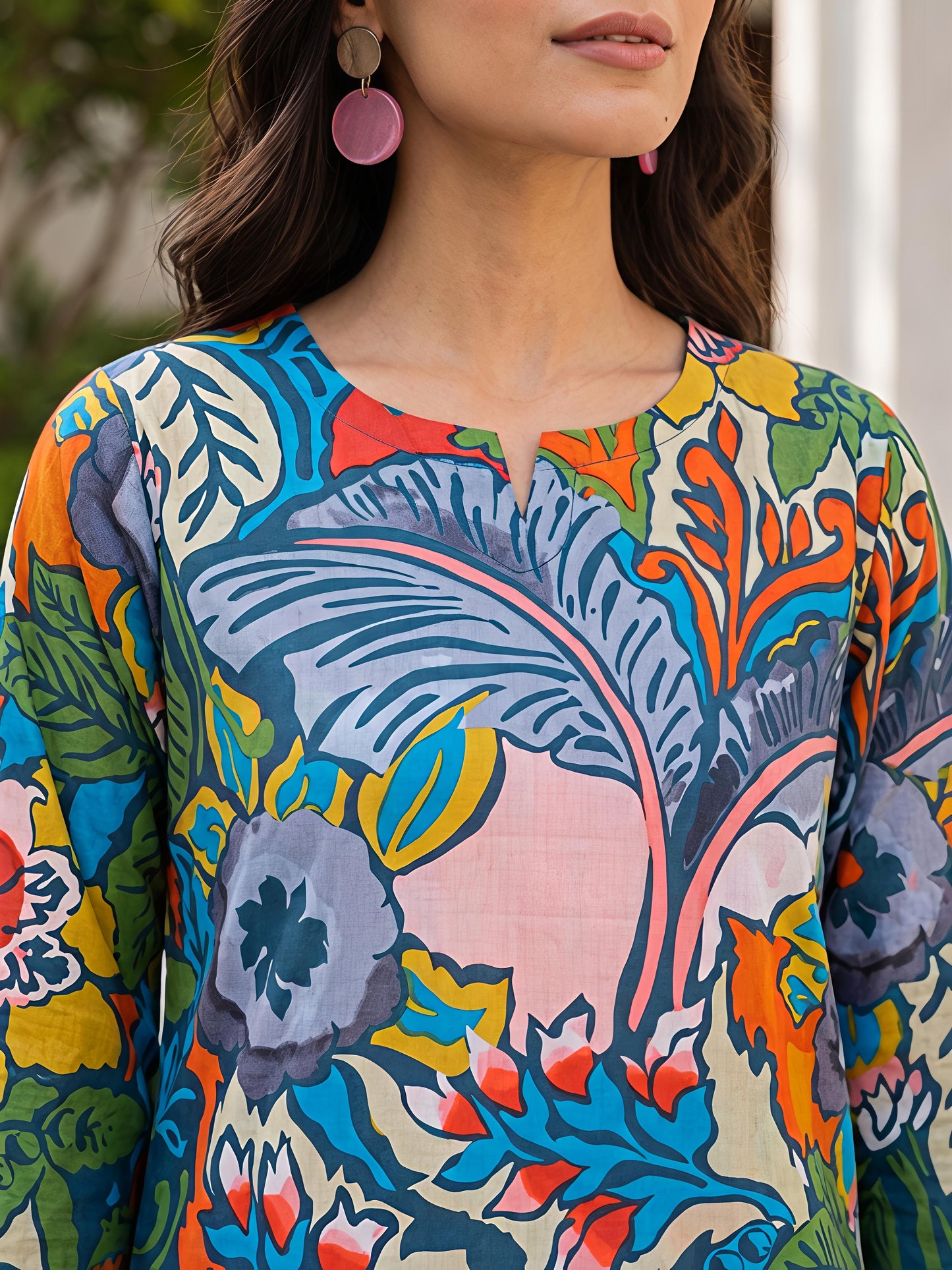 Green Floral Printed Polyester Casual Stylish Co-Ord Set