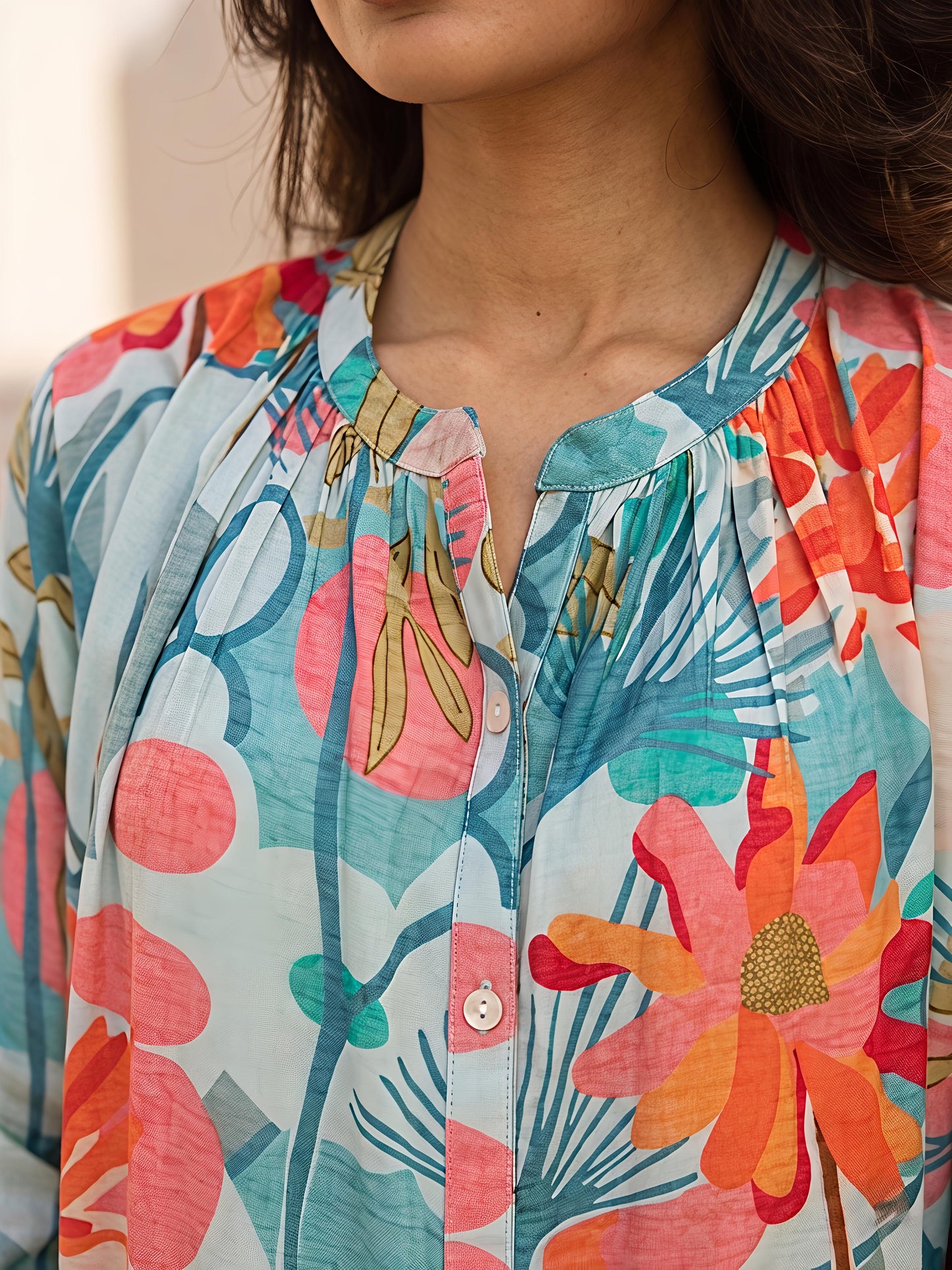 Sky Blue Printed Rayon Blend Casual Stylish Party Co-Ord Set