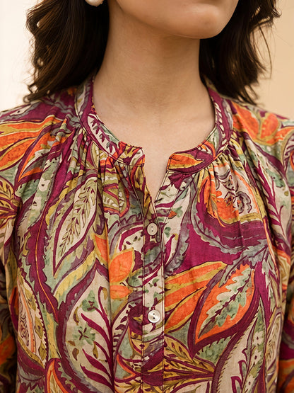 Multicolor Printed Rayon Blend Casual Stylish Fashion Co-Ord Set