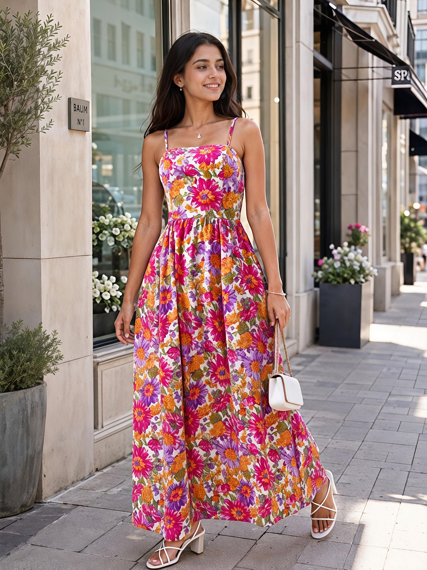 Multicolor Floral Maxi Dress Sleeveless Boho Summer Dress