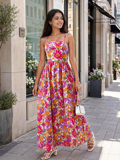 Multicolor Floral Maxi Dress Sleeveless Boho Summer Dress