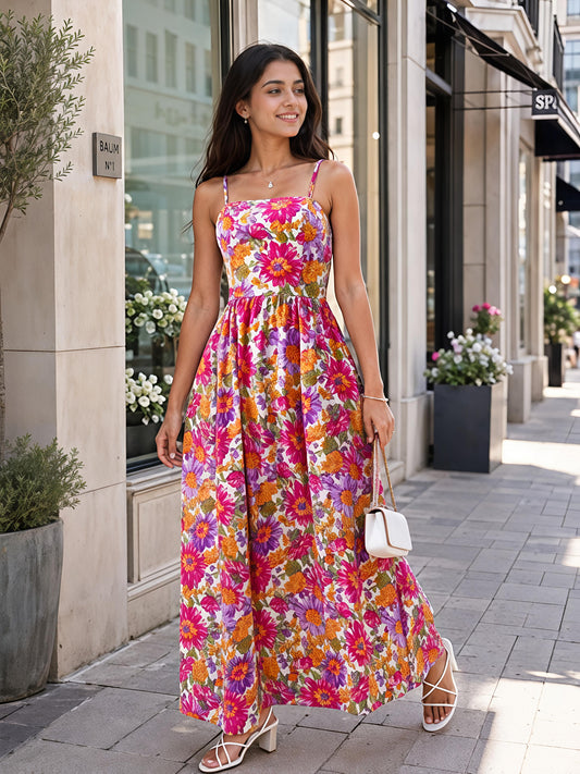 Multicolor Floral Maxi Dress Sleeveless Boho Summer Dress