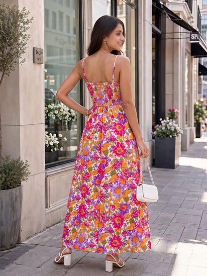 Multicolor Floral Maxi Dress Sleeveless Boho Summer Dress
