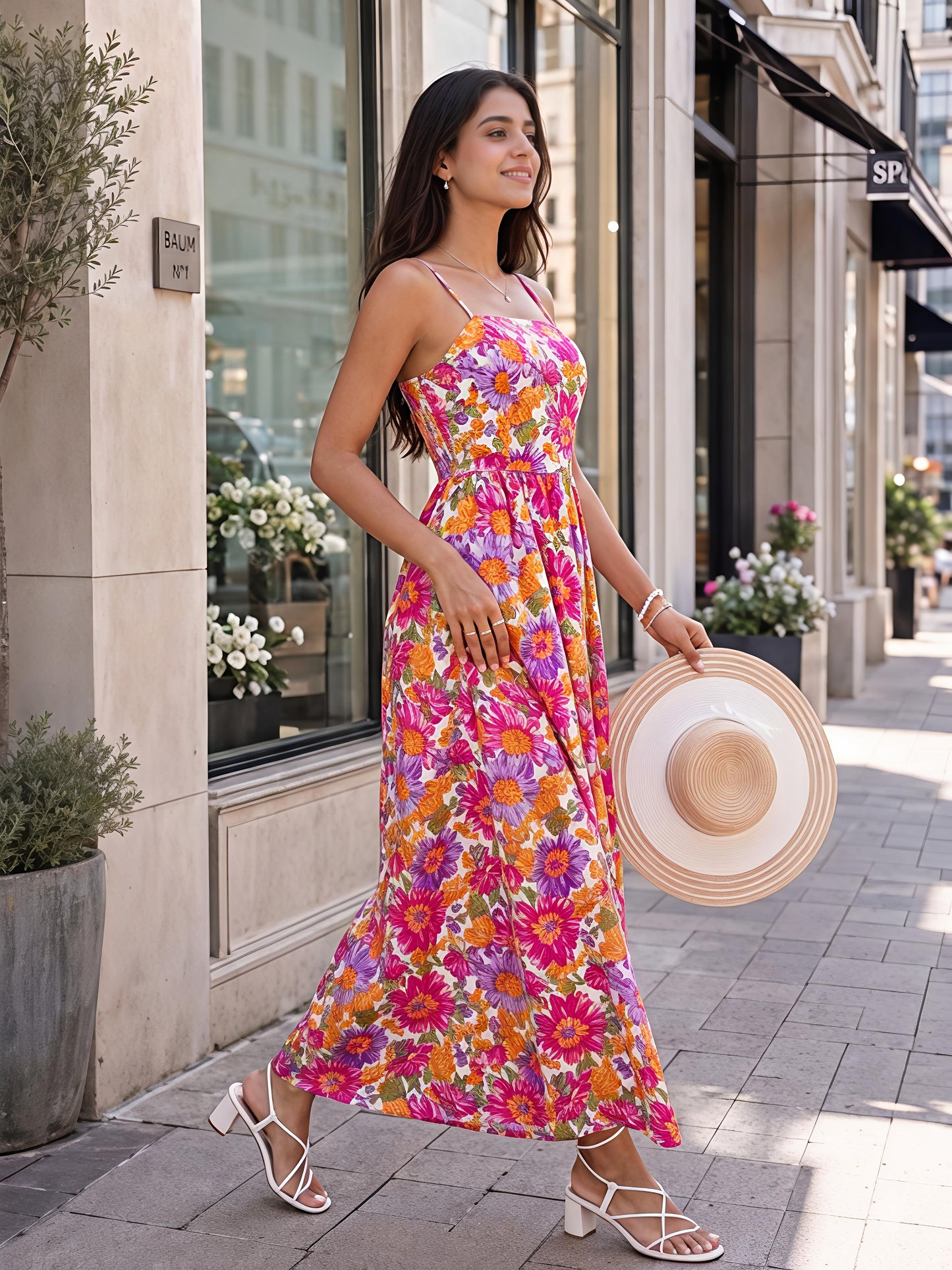 Multicolor Floral Maxi Dress Sleeveless Boho Summer Dress