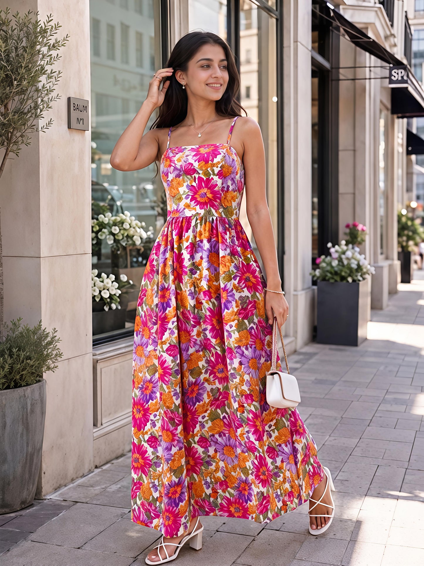 Multicolor Floral Maxi Dress Sleeveless Boho Summer Dress