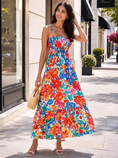 Multicolor Summer Floral Maxi Dress Sleeveless Boho  Dress