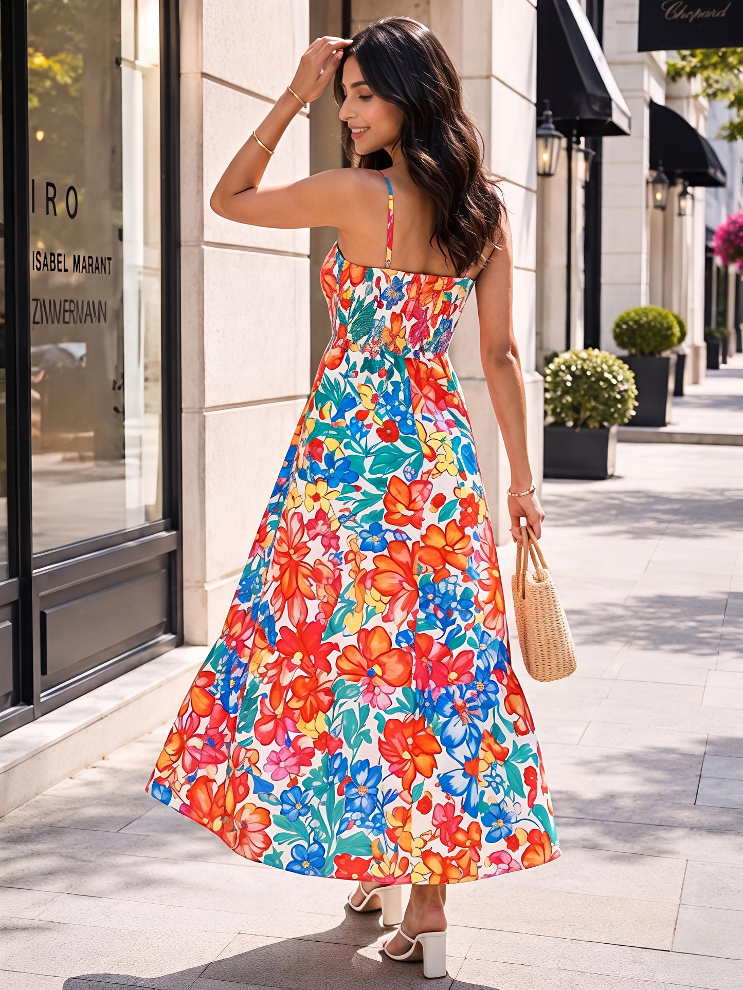 Multicolor Summer Floral Maxi Dress Sleeveless Boho  Dress