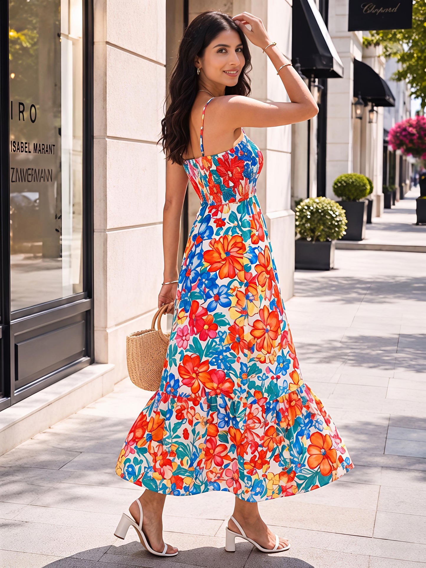 Multicolor Summer Floral Maxi Dress Sleeveless Boho  Dress