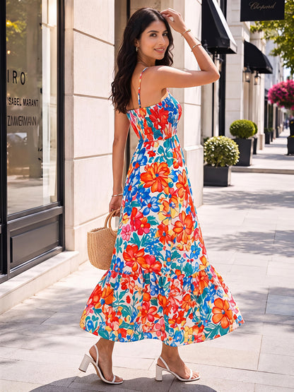 Multicolor Summer Floral Maxi Dress Sleeveless Boho  Dress