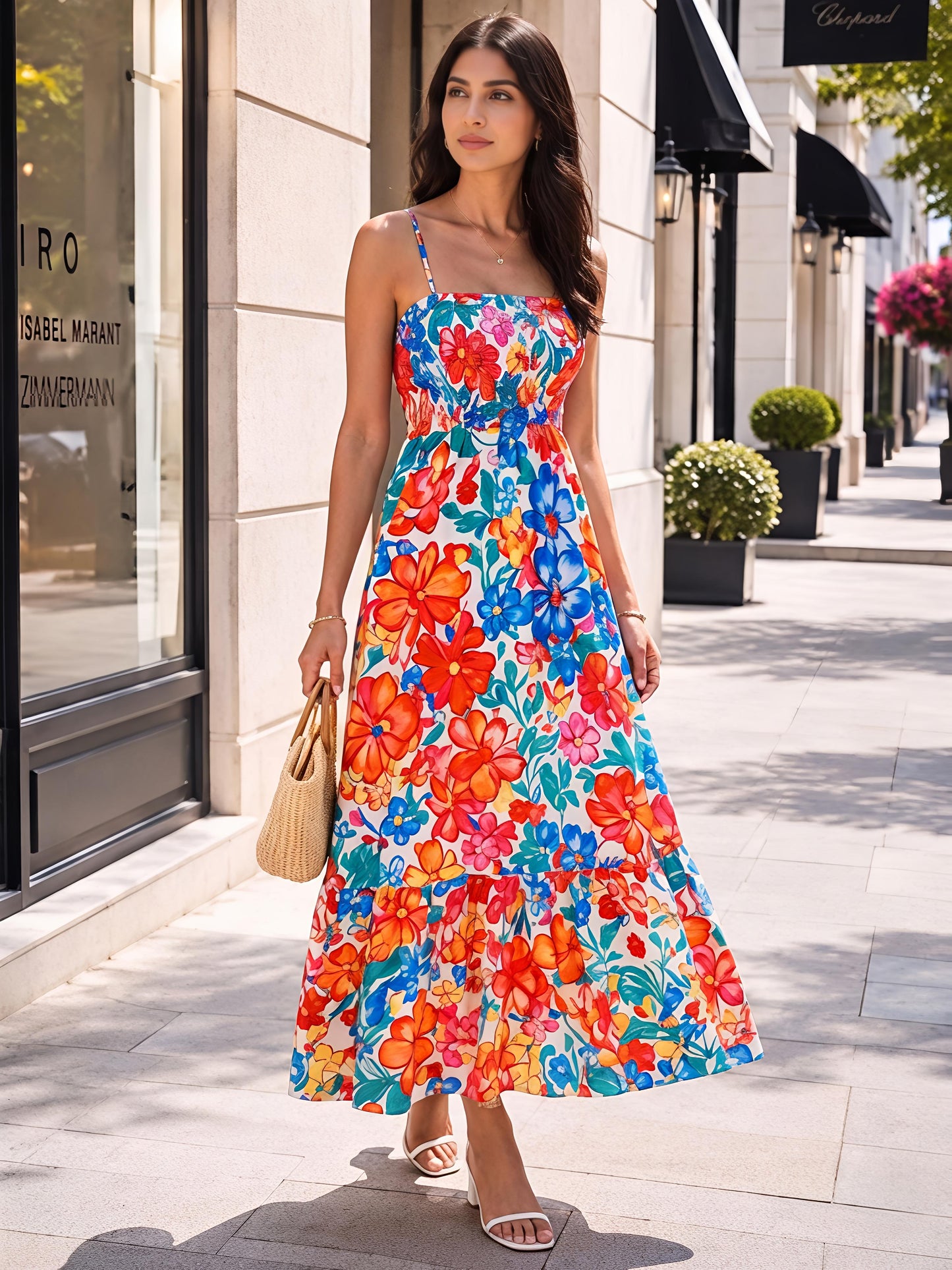 Multicolor Summer Floral Maxi Dress Sleeveless Boho  Dress