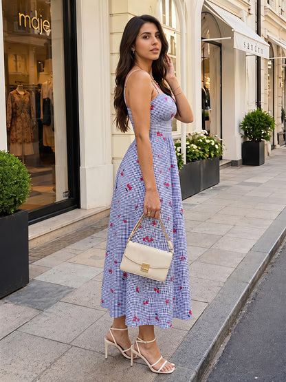 Sky Floral Maxi Dress Sleeveless Boho Summer Vacation Dress