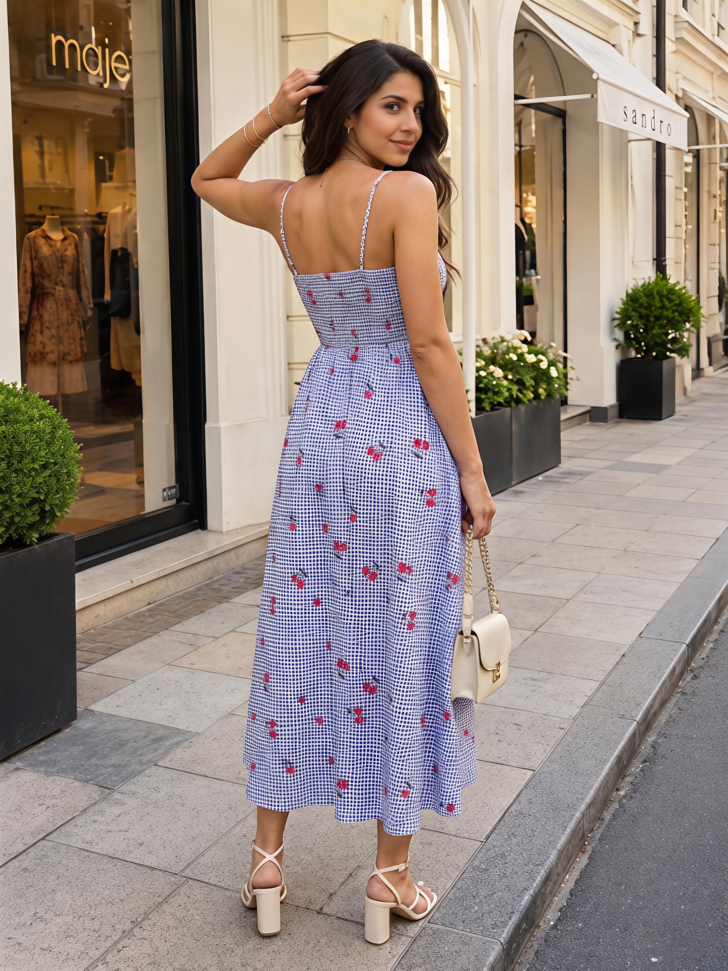 Sky Floral Maxi Dress Sleeveless Boho Summer Vacation Dress