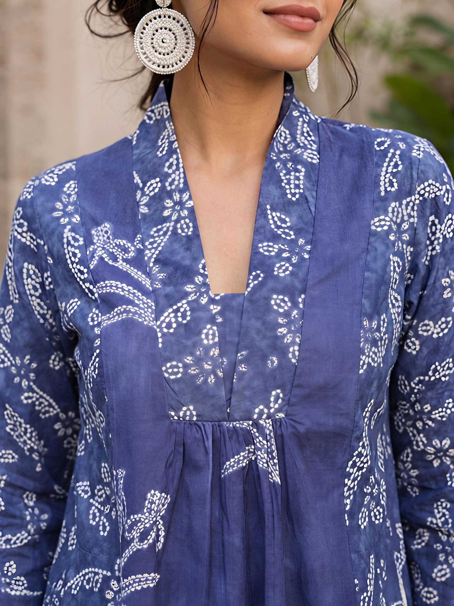 Blue Floral Rayon Blend V-Neck Casual Stylish Co-Ord Set
