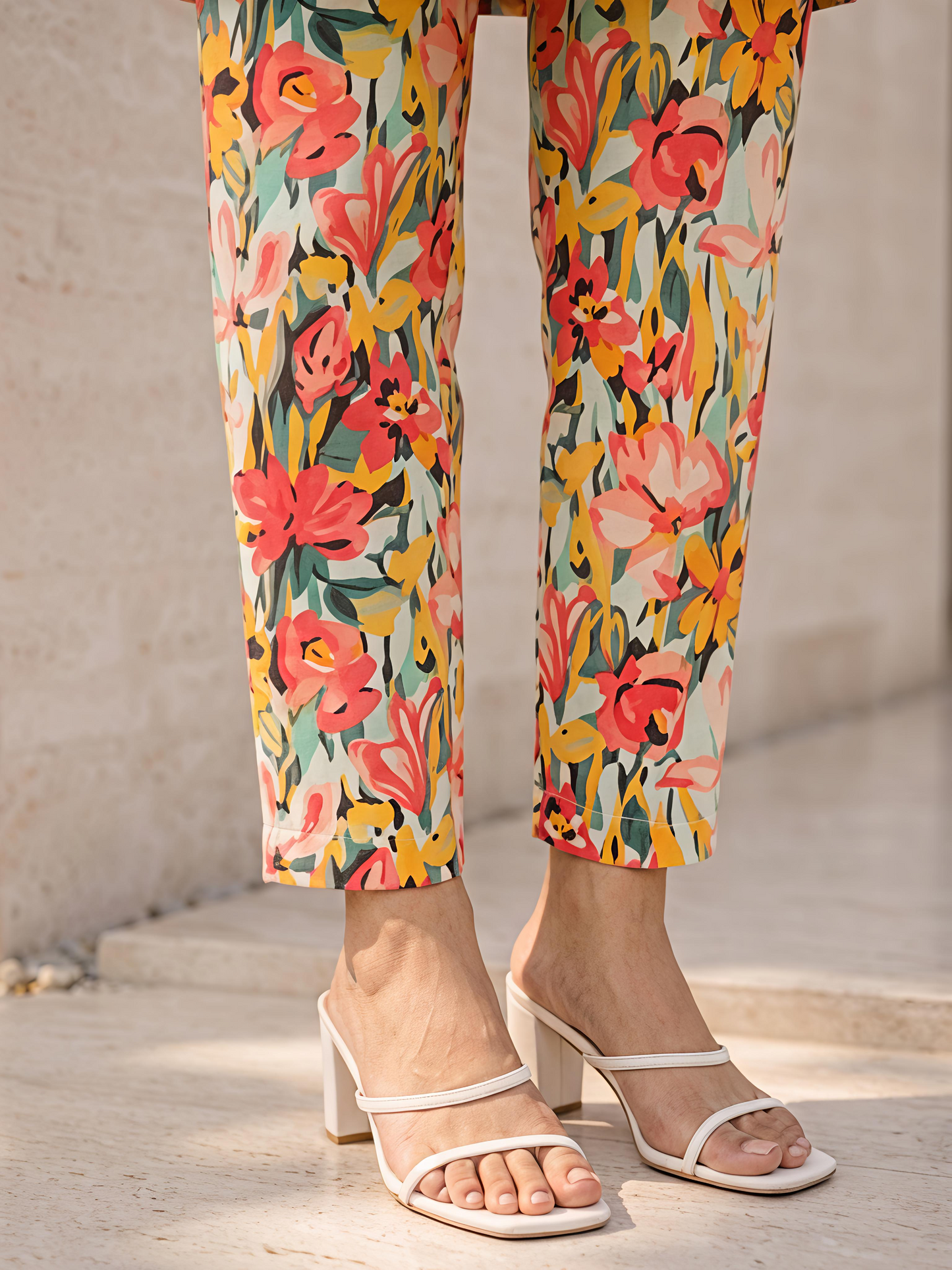 Multicolor Floral Rayon Blend V-Neck Stylish Casual Co-Ord Set