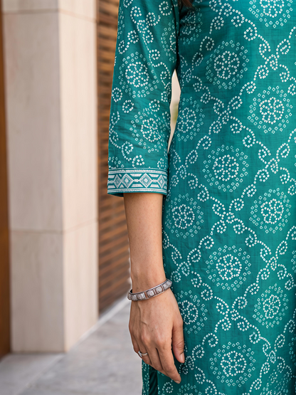 Bandhani Printed Ethnic V-Neck Stylish Casual Daily Kurta Set