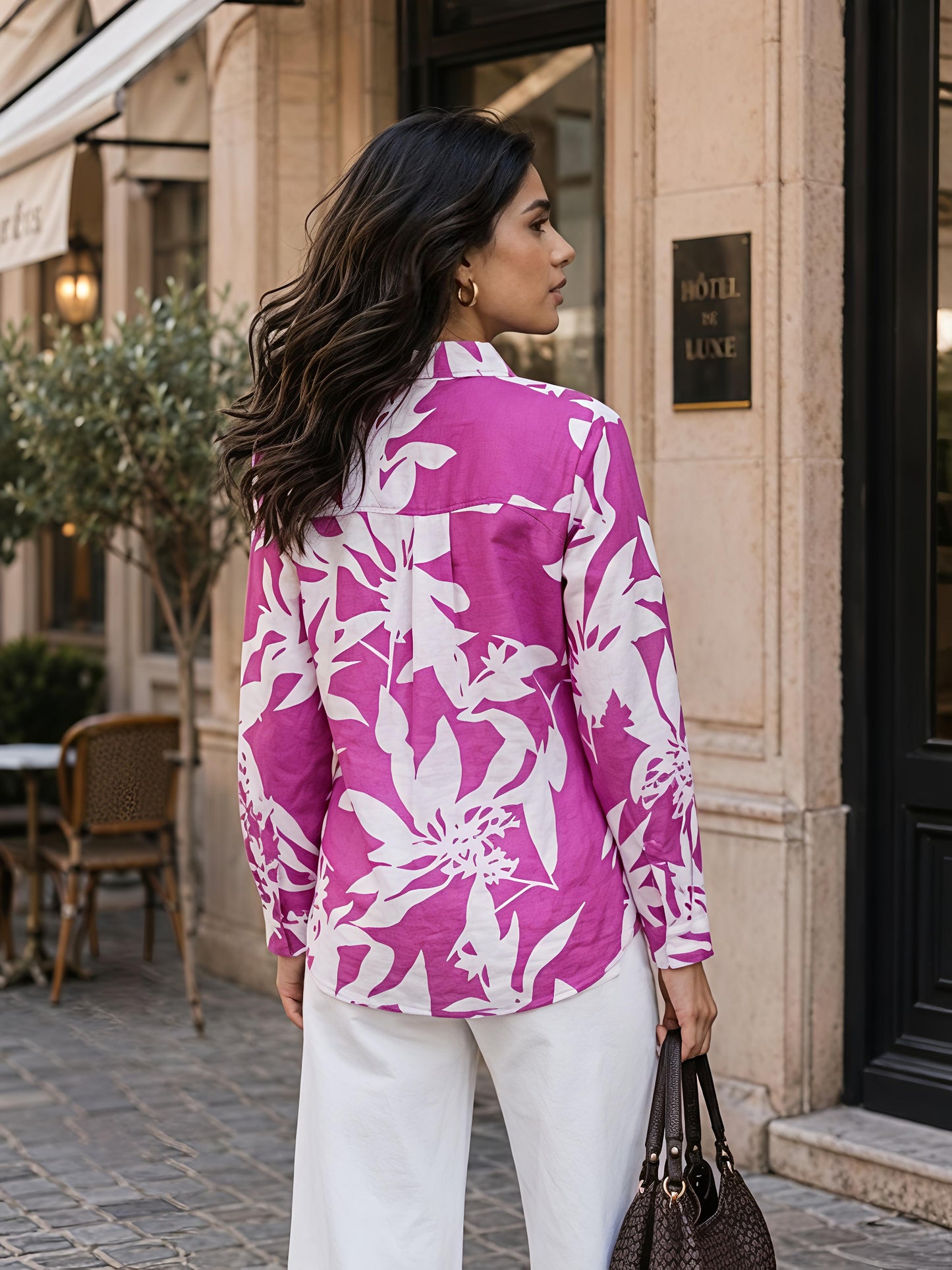 Purple Printed Collared Button Front Full Sleeve Casual Shirt