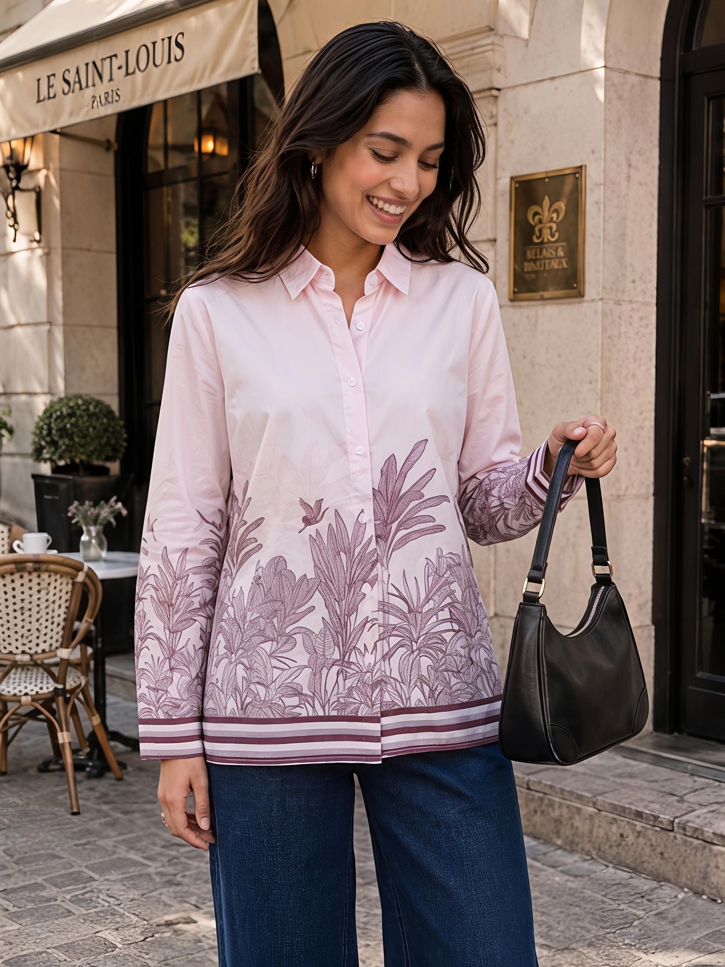 Beige Printed Collared Button Front Full Sleeve Casual Shirt